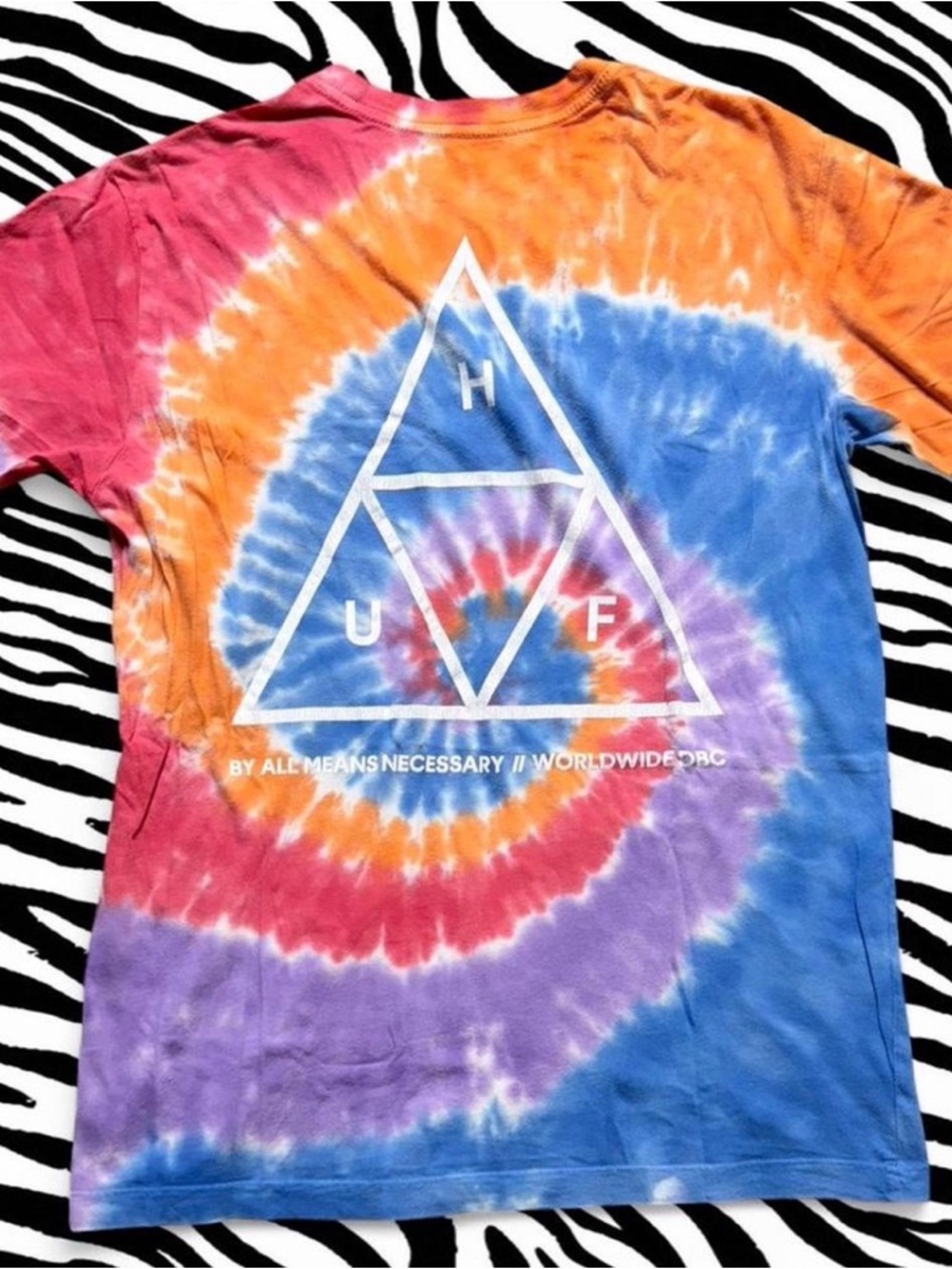 HUF Tie-Dye Short Sleeve Tee in Orange, Blue, Purple, Pink